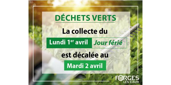 Déchets verts - Collecte du 1er Avril décalée au 2 Avril